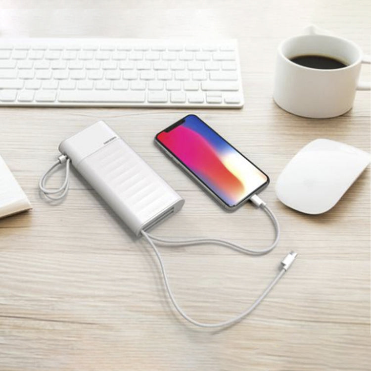 Fast charging AC plug Power Bank 20000mah with PD 18W & QC3.0 Quick charger with built-in 2 charging cables UUTEK PB165