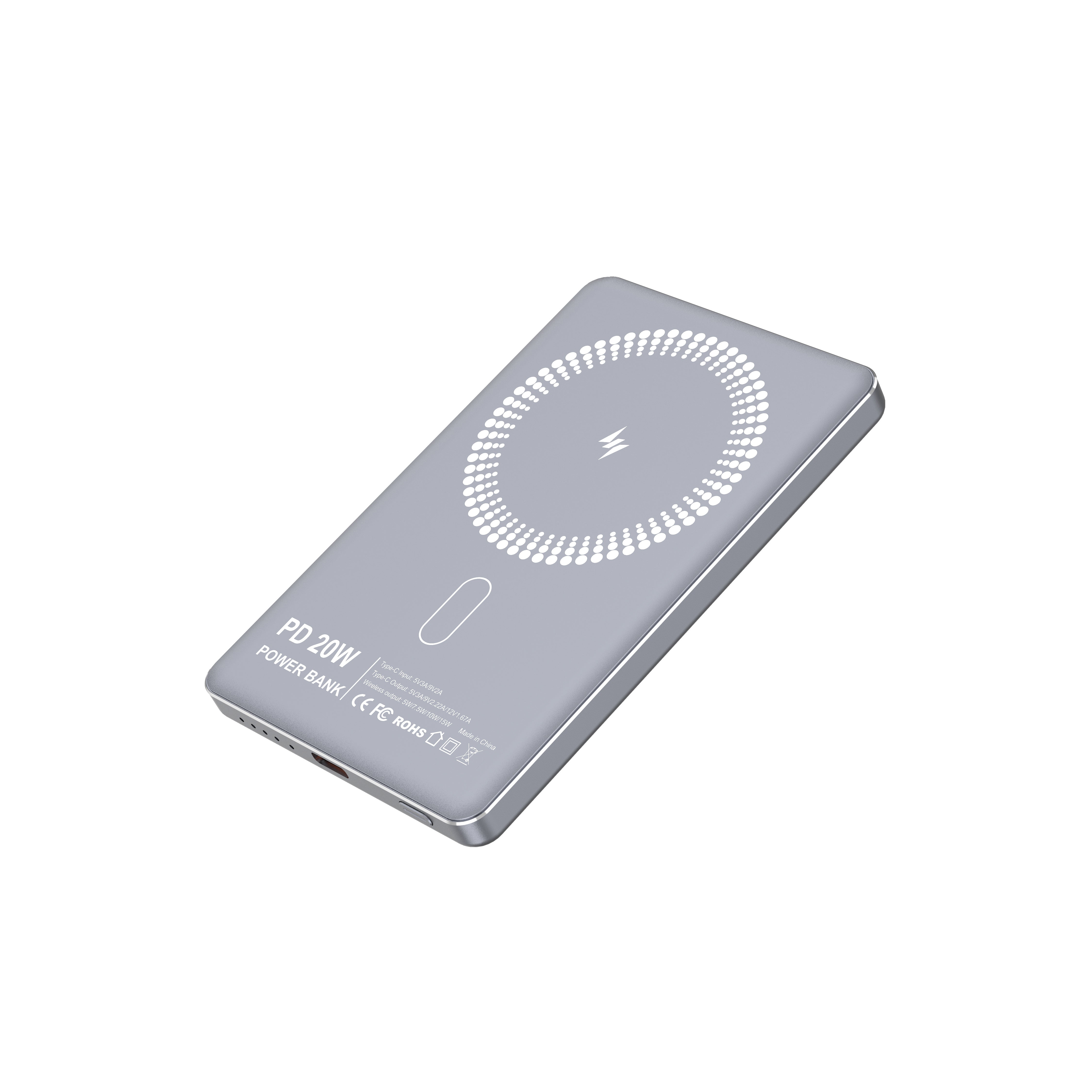 PD 20w Magnetic Wireless Power Bank for IPhone 5000mAh 10000mAh Ultra-thin Portable Aluminum Alloy Case Black Gray Pink PB210