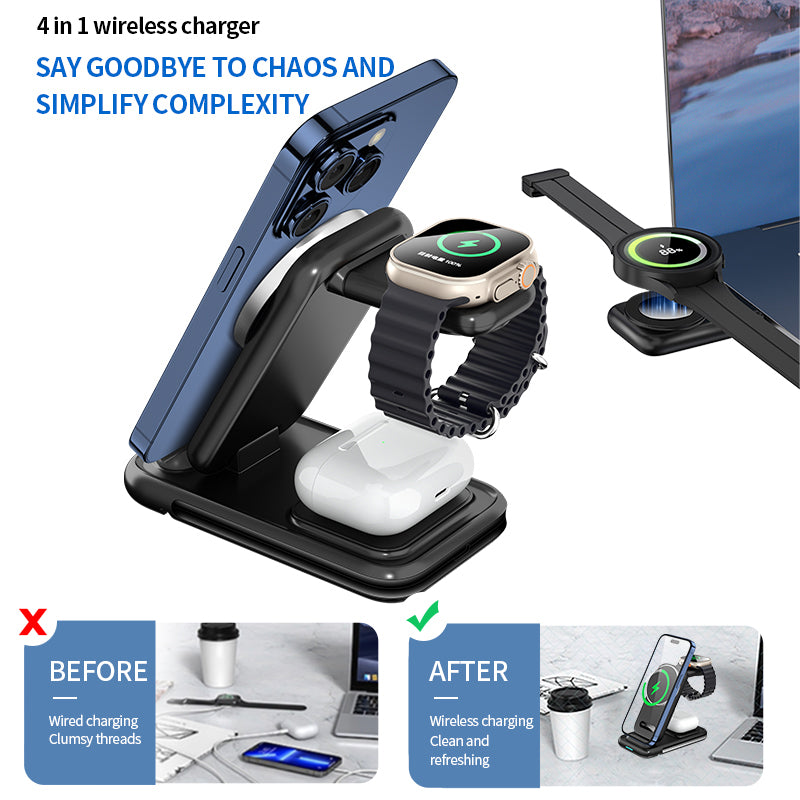 UUTEK V21 2024 new products 5 in 1 wireless charger smart watches chargers for iPhone magnetic wireless charger