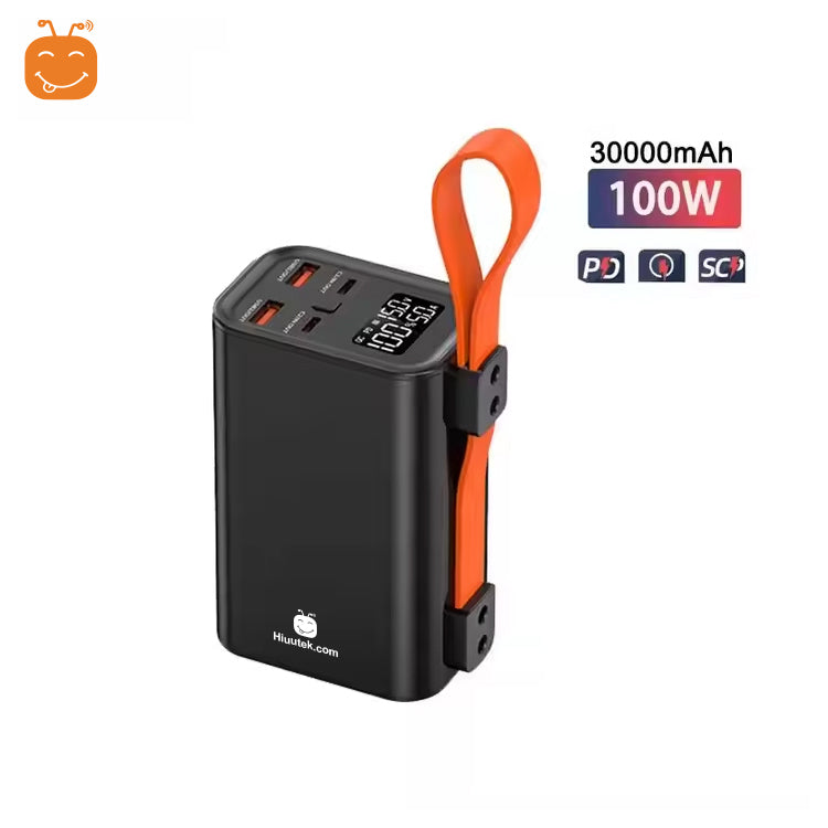 UUTEK PB198 aluminum alloy body 20V5A pd100W fast charger power bank 30000mah with lanyard for laptop