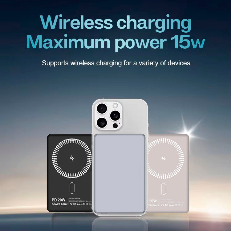PD 20w Magnetic Wireless Power Bank for IPhone 5000mAh 10000mAh Ultra-thin Portable Aluminum Alloy Case Black Gray Pink PB210