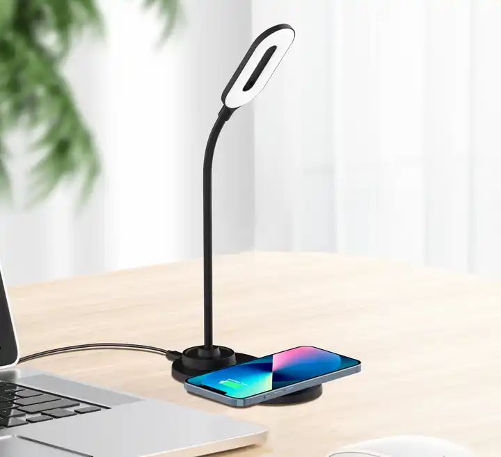 UUTEK HT-12 pink white blue black led desk lamp with 15W fast charging wireless charger for students study table lamp