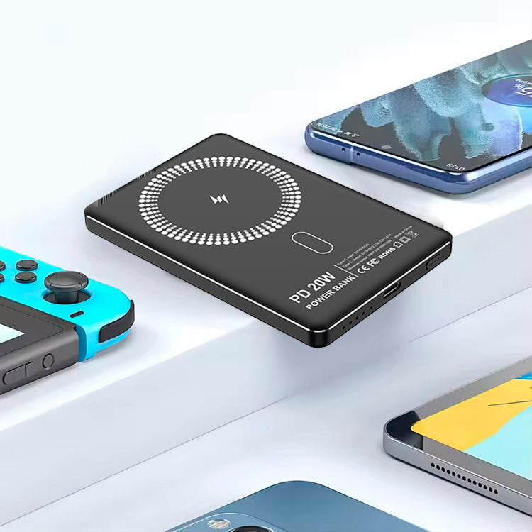 PD 20w Magnetic Wireless Power Bank for IPhone 5000mAh 10000mAh Ultra-thin Portable Aluminum Alloy Case Black Gray Pink PB210