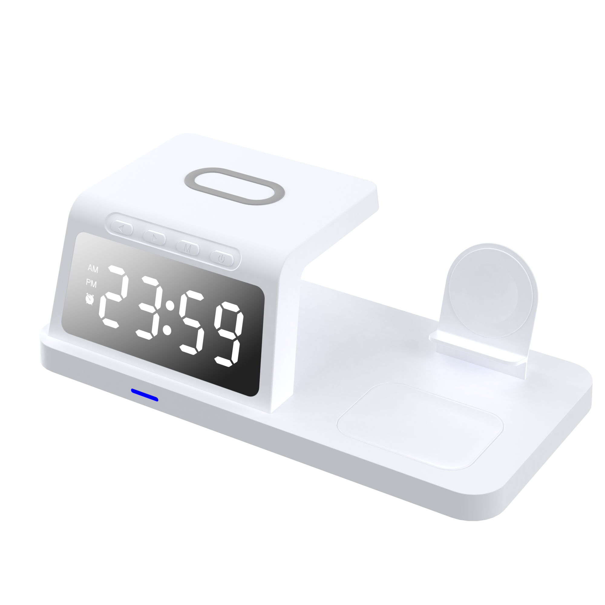 UUTEK HT-506 2025 New 4-in-1 with Clock Wireless Charger 15W Fast Desktop Charging Station for iPhone iWatch AirPods Charger