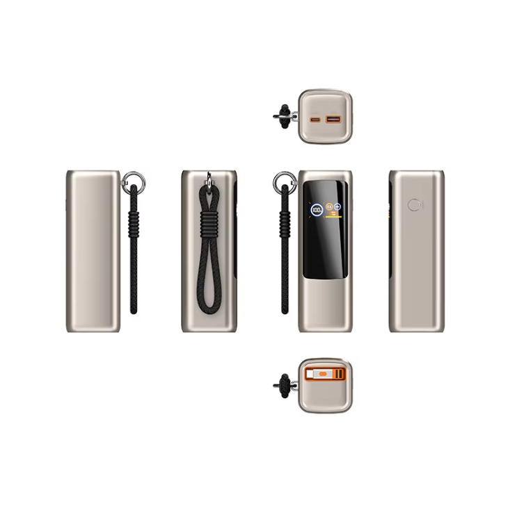 Creative 100W Super Fast Charging Digital Display Power Bank 25000mAh Built-in Cable Lanyard Design Portable Charger PB221