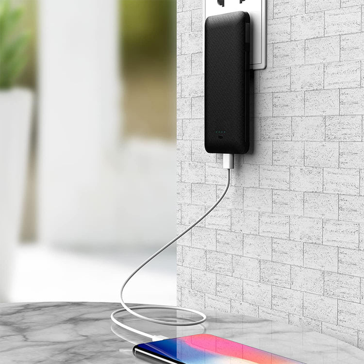 UUTEK PB147AC PD 20W 10000mAh powerbank with AC plug and 3 cables built-in+USB C fast charging external battery pack