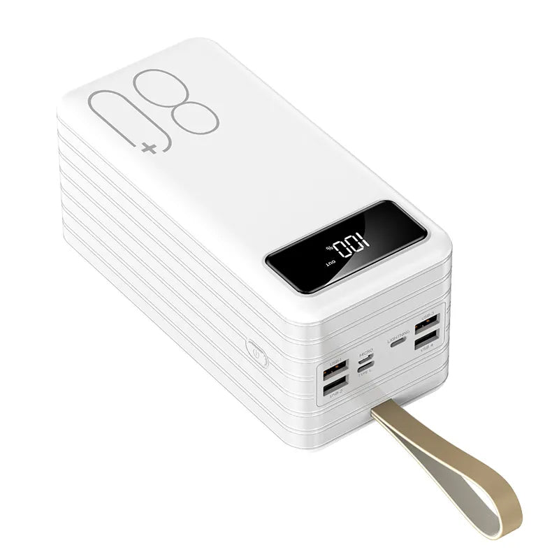 PB216 Large Capacity 80000 mAh Portable Power Station, 5V2A 4 USB Output Multi-Port Power Bank with Built-in LED Light and Lanyard