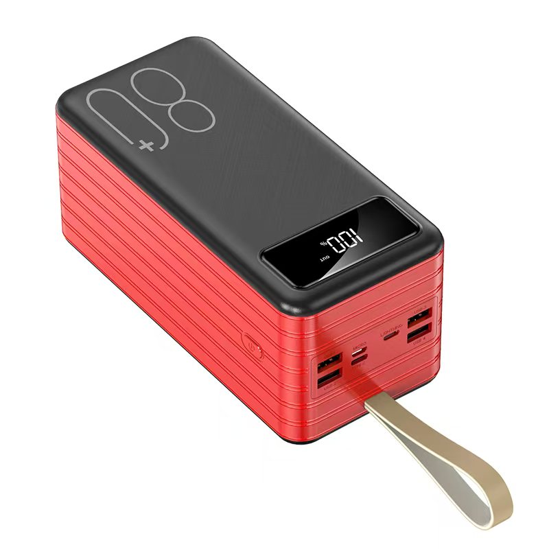 PB216 Large Capacity 80000 mAh Portable Power Station, 5V2A 4 USB Output Multi-Port Power Bank with Built-in LED Light and Lanyard