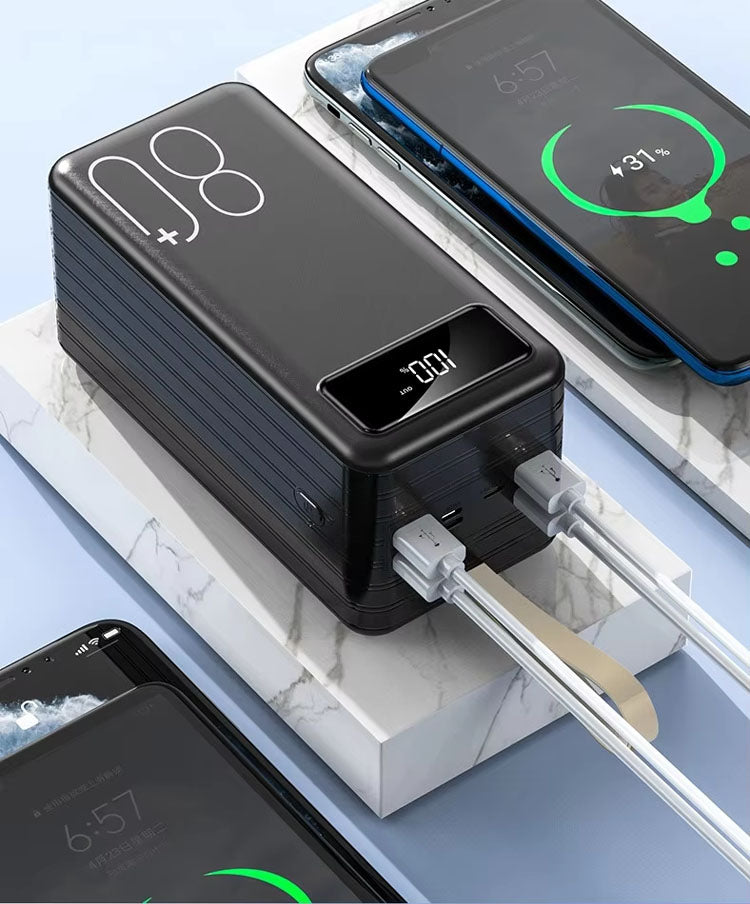 PB216 Large Capacity 80000 mAh Portable Power Station, 5V2A 4 USB Output Multi-Port Power Bank with Built-in LED Light and Lanyard
