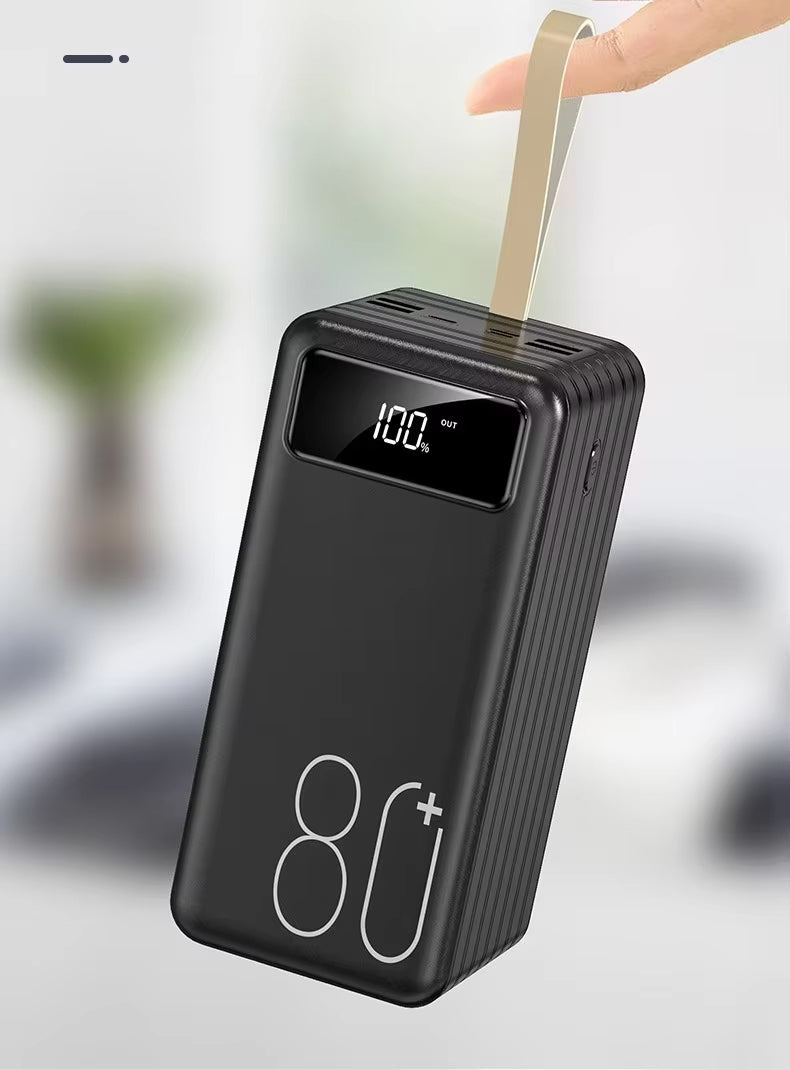 PB216 Large Capacity 80000 mAh Portable Power Station, 5V2A 4 USB Output Multi-Port Power Bank with Built-in LED Light and Lanyard