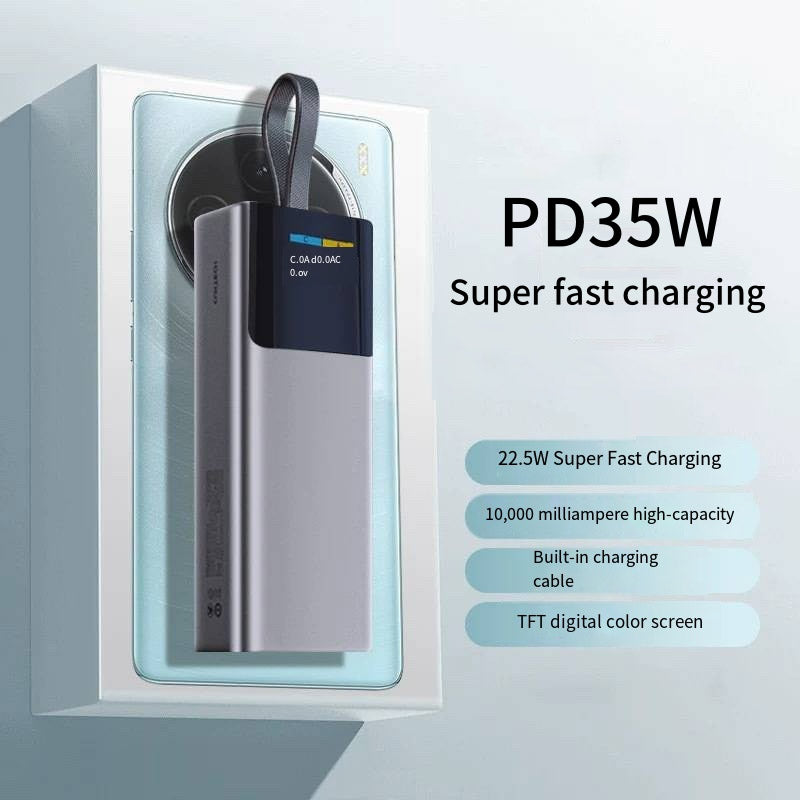 10000 mAh PD22.5W multi-port power bank with built-in USB-A + C ports PB220