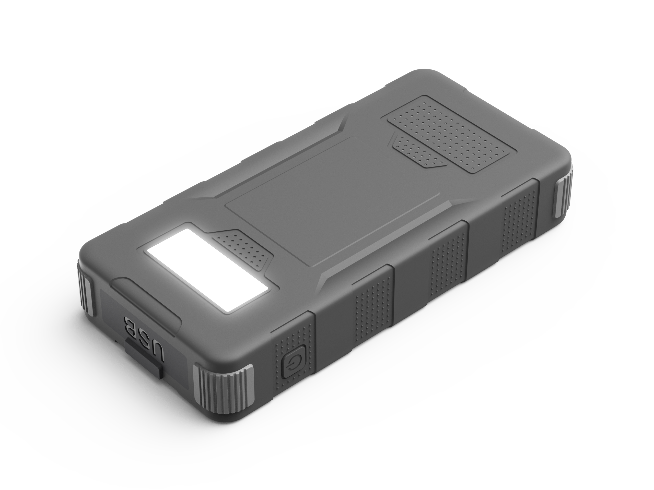 Durable IP67 waterproof power supply with 30000mAh capacity, built-in LED flashlight solar power supply with 22.5W capacity, dual USB-A + C output ports SP6730