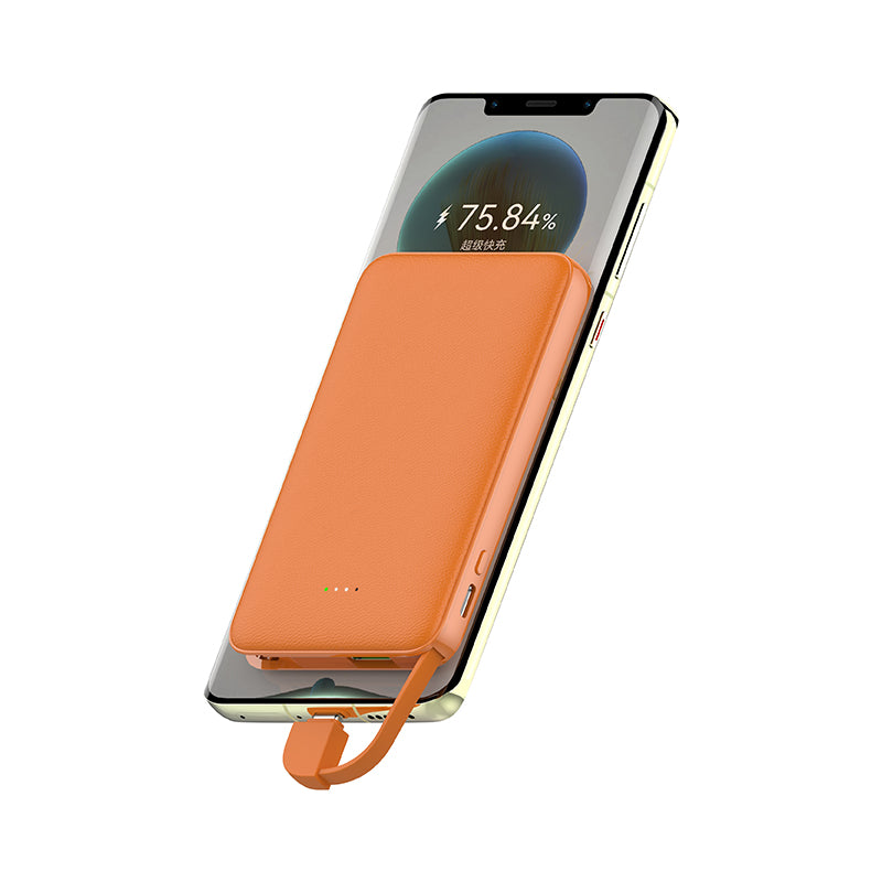 UUTEK RSQ3-N imitation leather case Ultra Slim mini built-in type c cable Lightning cable power bank 5000mAh PD20W fast charging