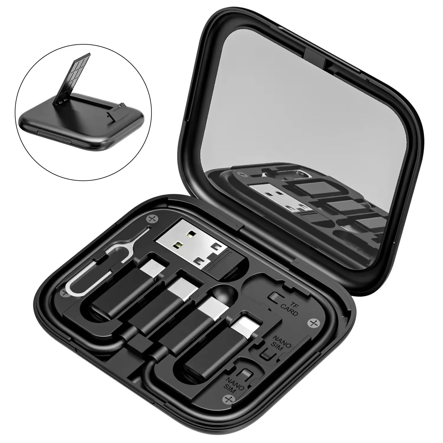 2025 new products UC017 multifunctional pd60w type c cable set storage box with charging adapter and phone holder charging cable