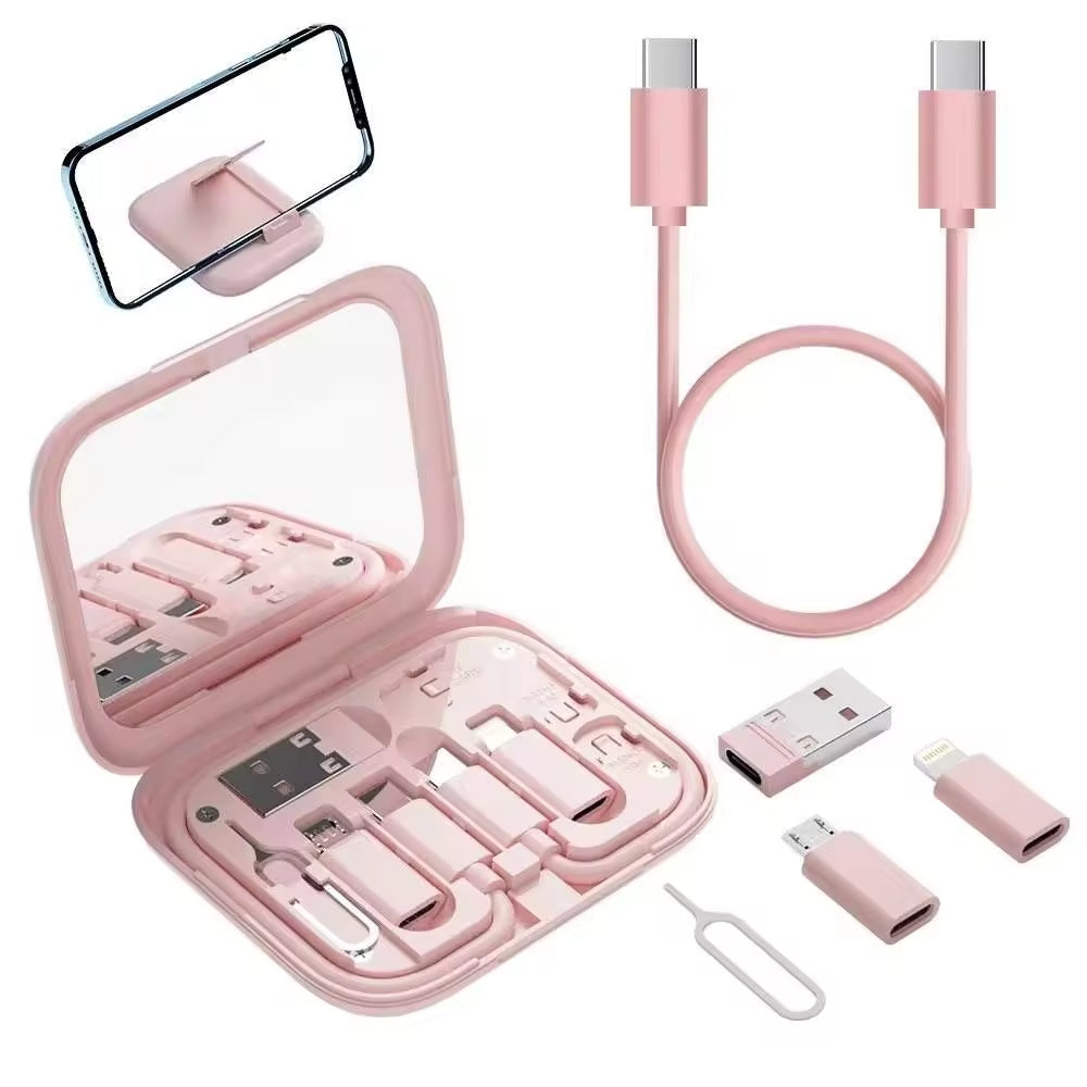 2025 new products UC017 multifunctional pd60w type c cable set storage box with charging adapter and phone holder charging cable