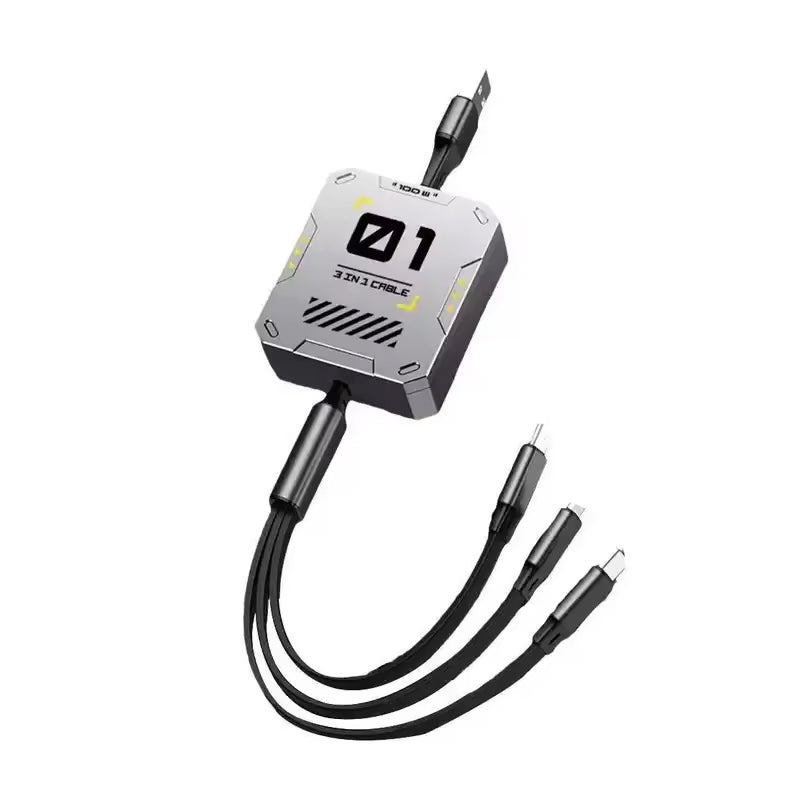 trending products 2025 UUTEK UC021 TPE 3A fast charging mecha 3in1 usb cable universal mobile phone charger cable usb