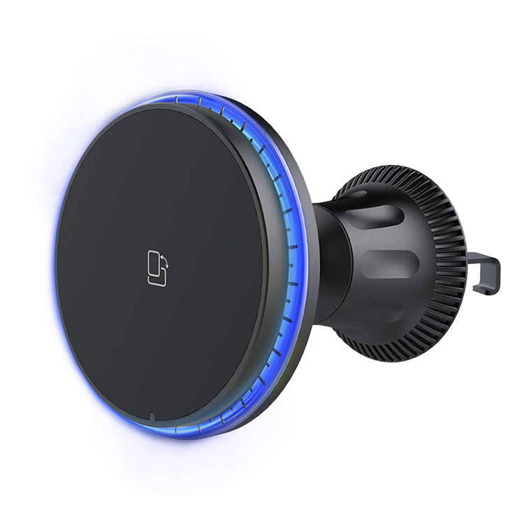 UUTEK X11 Magnetic Mini Wireless Car Charger for Air Outlet 15W Fast Car Phone Holder with Color LED Ambient Light