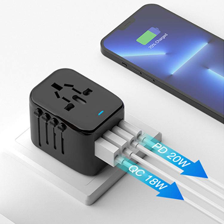 UUTEK i20-U 2025 New Multifunctional 4-in-1 Power Adapter Universal AU/US/UK/EU Standards Wall Plug Charger PD 20W Fast Charging