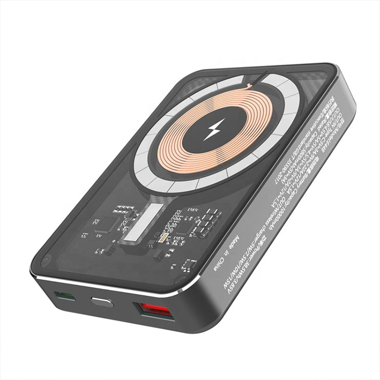 UUTEK PB177 PD20W transparent magnetic power bank wireless charging 15W powerbank 10000mah with power display