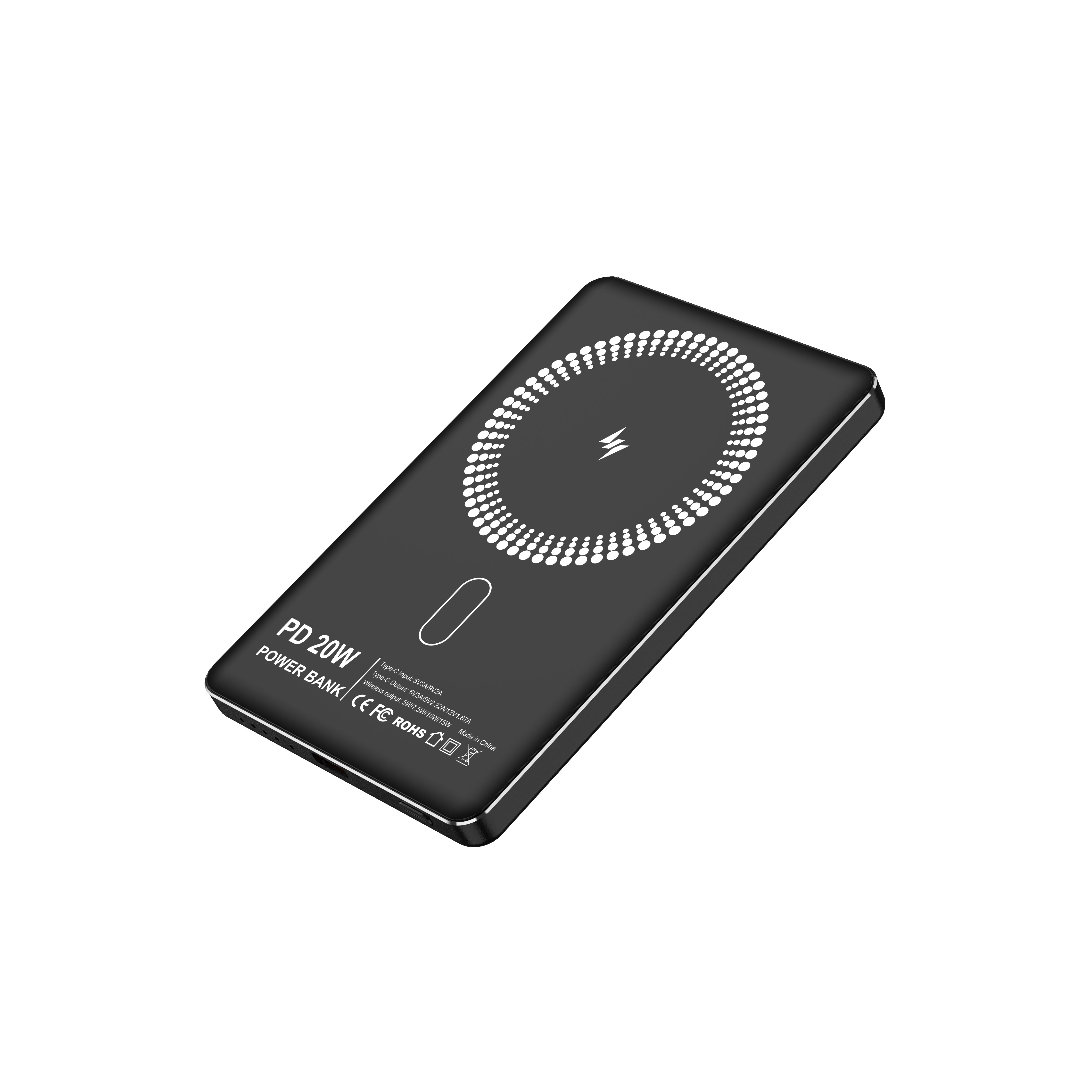 PD 20w Magnetic Wireless Power Bank for IPhone 5000mAh 10000mAh Ultra-thin Portable Aluminum Alloy Case Black Gray Pink PB210