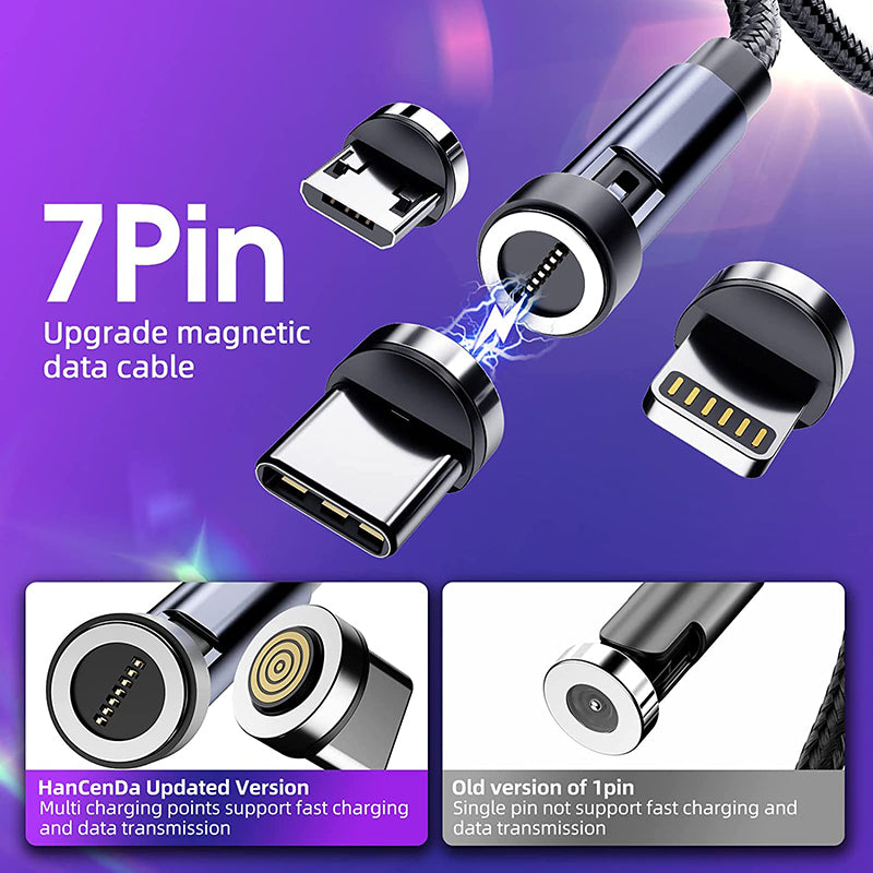 UUTEK UC013 2023 new product 540 degree magnetic 3 in 1 cable nylon braided fast charge usb cable 3A 480Mbps data cable