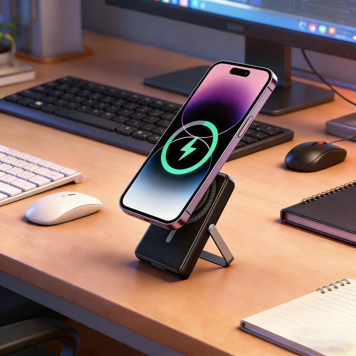 UUTEK 25W 10000mAh Magnetic Portable Charger PD Fast Charging Power Bank with Foldable Stand, Compatible with iPhone Series