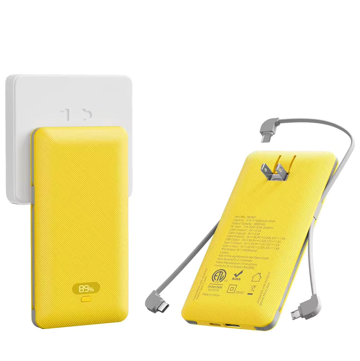 Wholesale PD20W Power Bank 10000mAh Built-in Cable and AC Plug, Multi-port Power Bank Fast Charger Digital Display PB180P