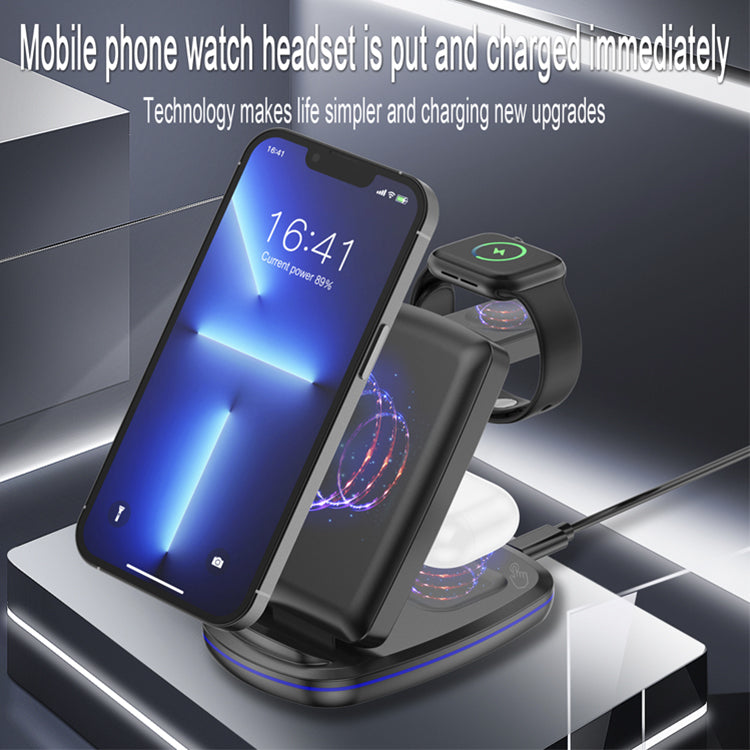 UUTEK V11 Folding 3 in 1 15W Wireless Charger Can Charge Phone/Smart Watch/Earphones Simultaneously