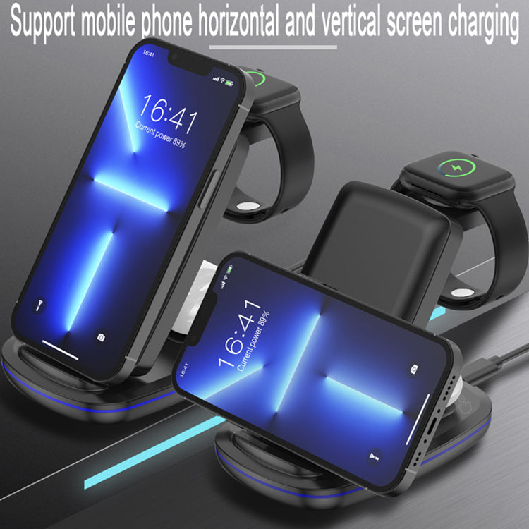 UUTEK V11 Folding 3 in 1 15W Wireless Charger Can Charge Phone/Smart Watch/Earphones Simultaneously