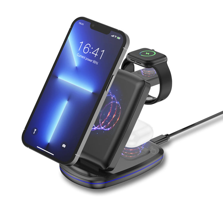 UUTEK V11 Folding 3 in 1 15W Wireless Charger Can Charge Phone/Smart Watch/Earphones Simultaneously