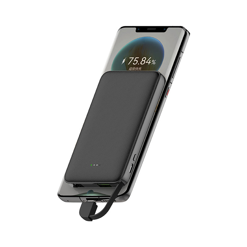 UUTEK RSQ3-N imitation leather case Ultra Slim mini built-in type c cable Lightning cable power bank 5000mAh PD20W fast charging
