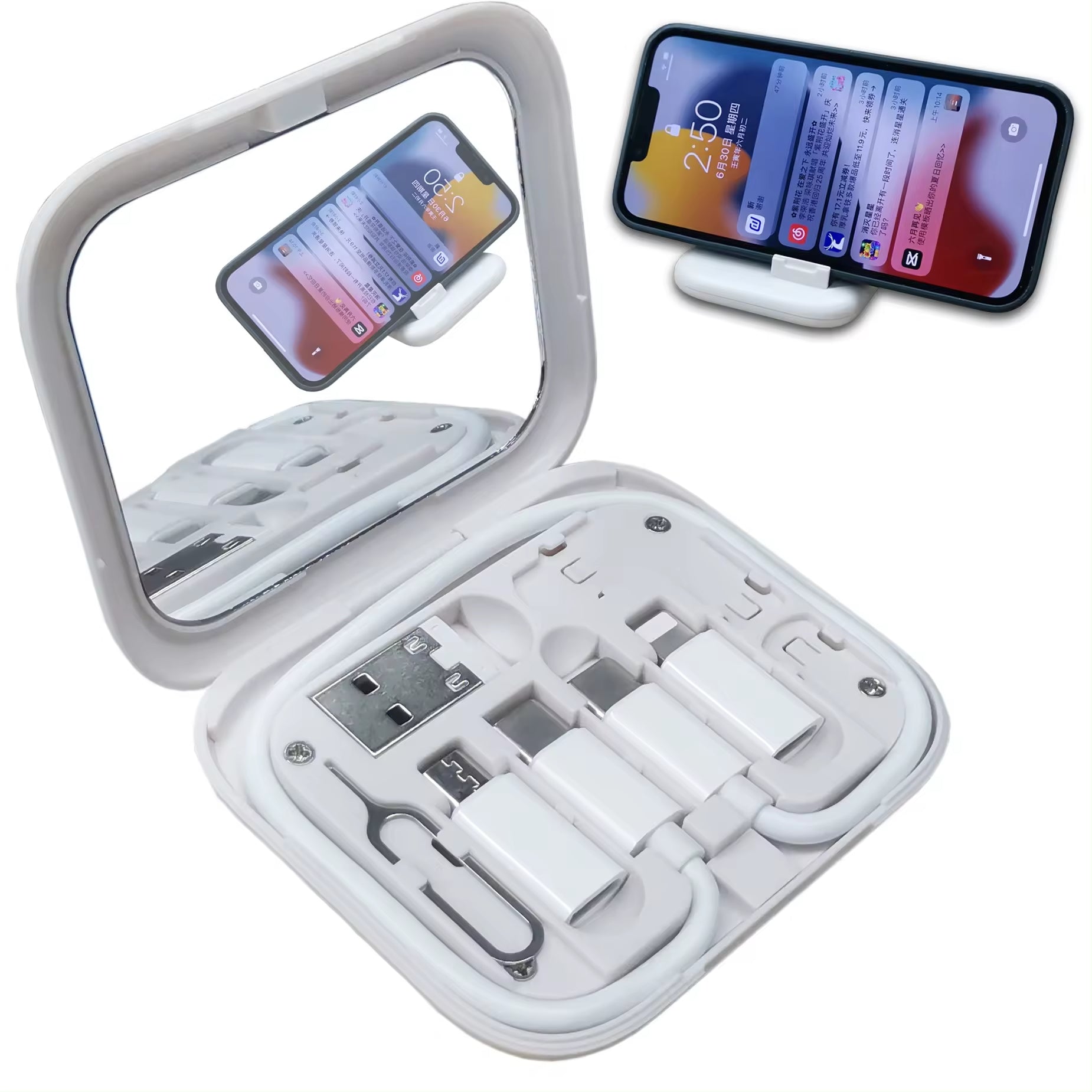 2024 new products UC017 multifunctional pd60w type c cable set storage box with charging adapter and phone holder charging cable