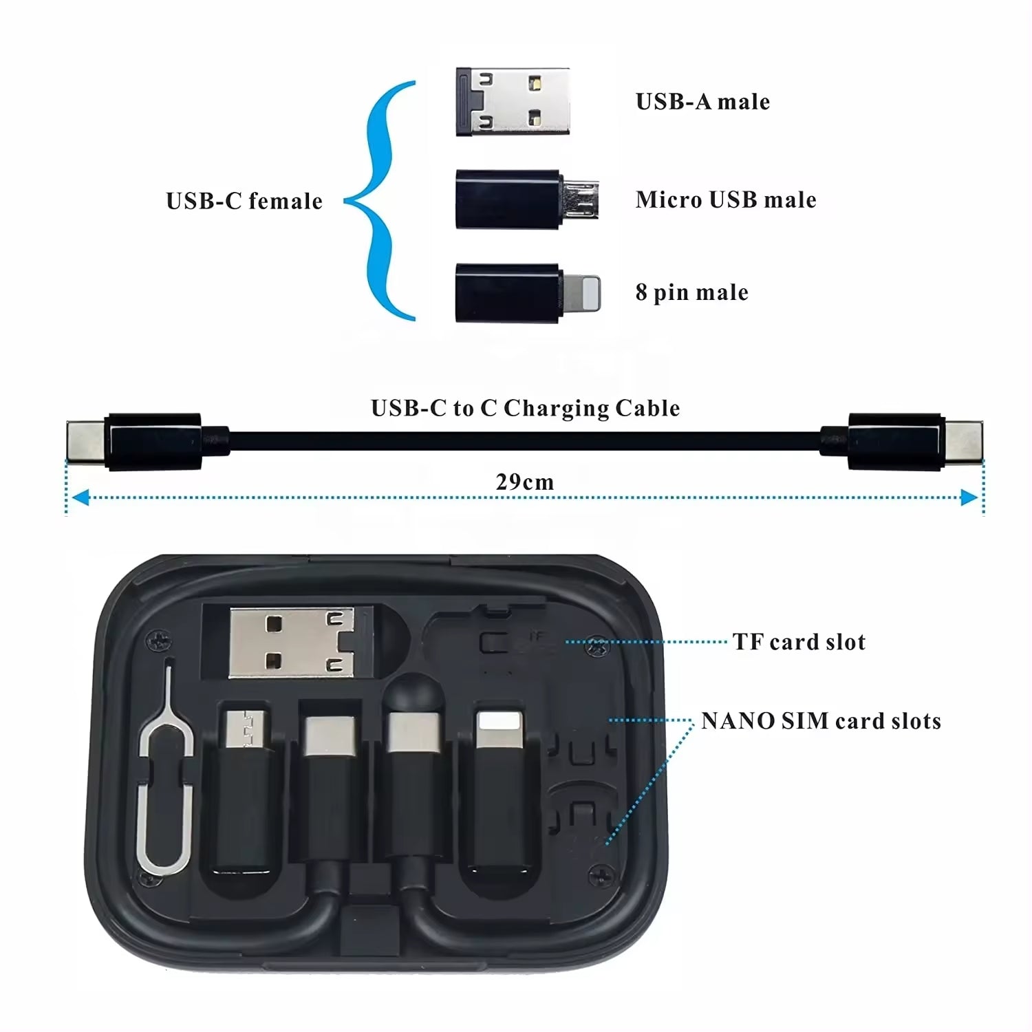 2024 new products UC017 multifunctional pd60w type c cable set storage box with charging adapter and phone holder charging cable