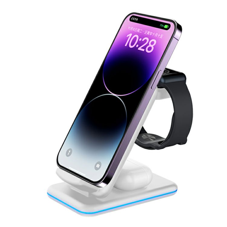 UUTEK V15 Hot Selling 6-in-1 Phone Wireless Charger with Adapter Wireless Charging Station Headphone Charger Touch LED Lamp