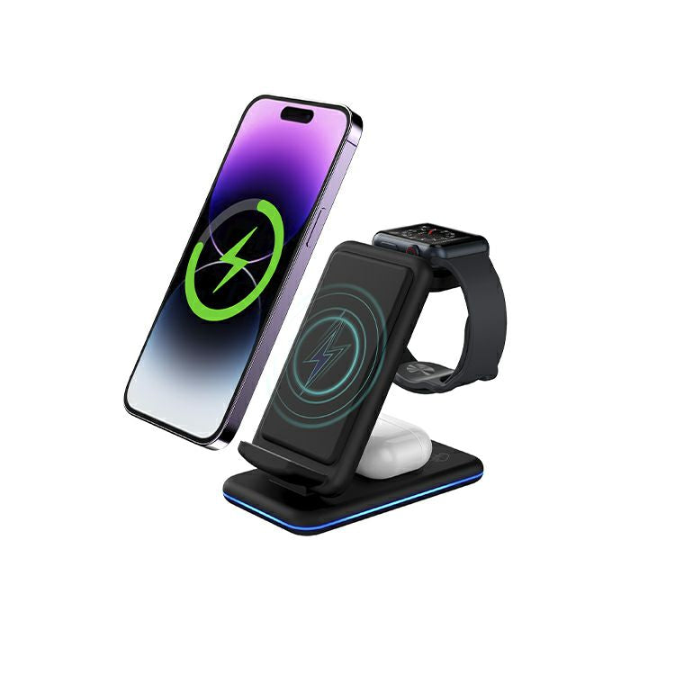 UUTEK V15 Hot Selling 6-in-1 Phone Wireless Charger with Adapter Wireless Charging Station Headphone Charger Touch LED Lamp