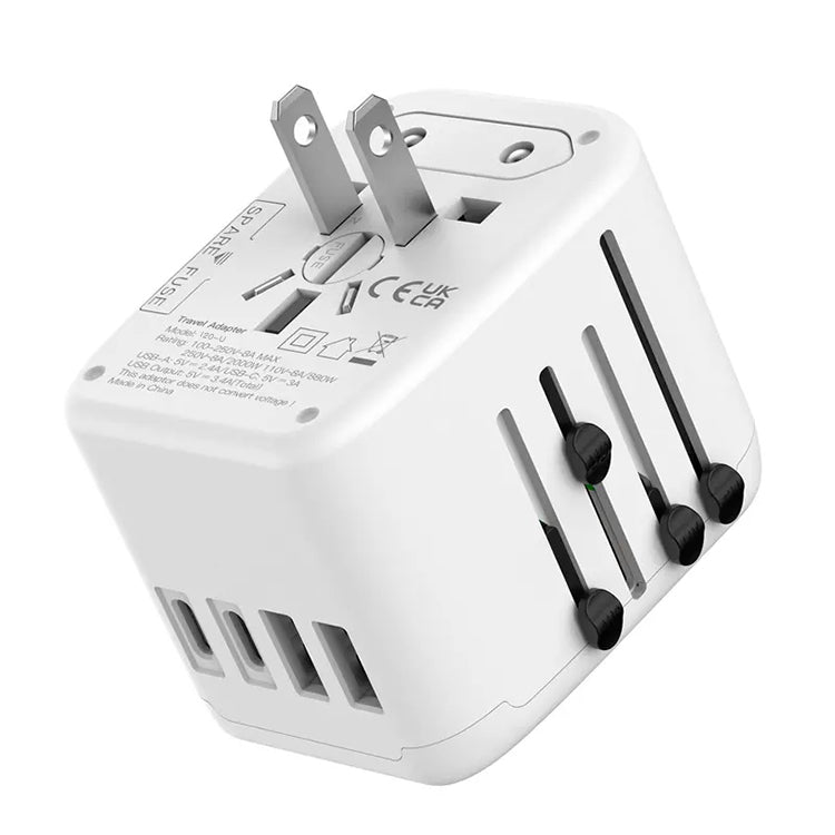 UUTEK i20-U 2023 New Multifunctional 4-in-1 Power Adapter Universal AU/US/UK/EU Wall Plug Charger PD 20W Fast Charging