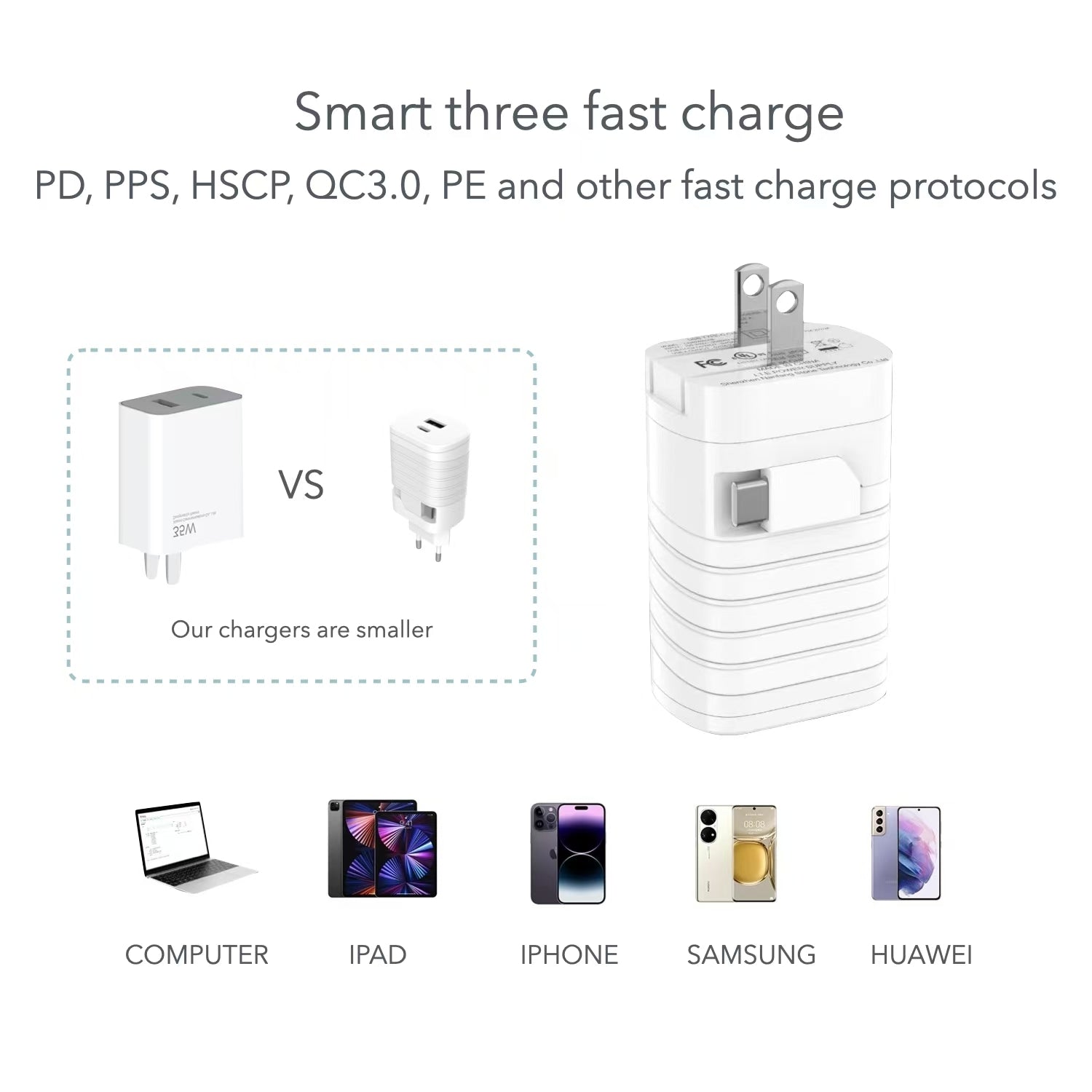 trending products 2025 new arrivals UUTEK i30 40W usb charger with cable built in dual USB C and one USB A port wall plug