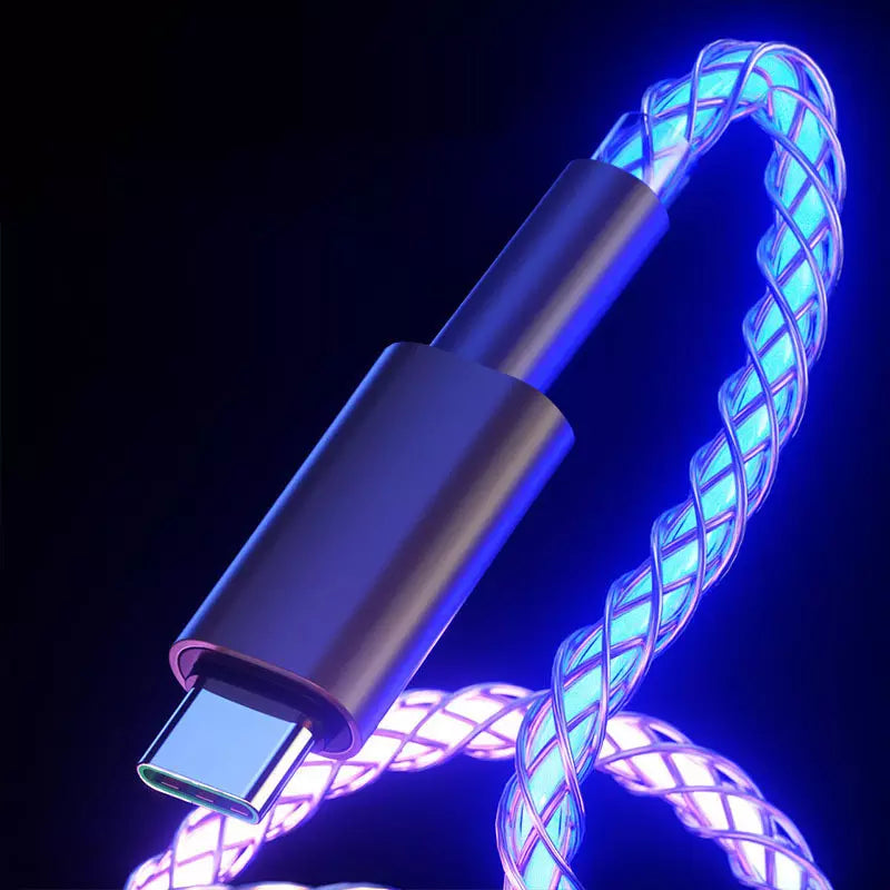 UUTEK JBA03 2022 new product 6A RGB gradient LED usb cable 66W data transmission data cables for phone charger