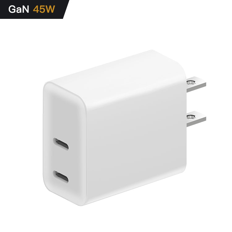 PD 45W Fast Charger, USB C Charger for MacBook Pro/Air, iPad Pro, iPhone 13/12/11, Galaxy/Note, Pixel and MoreUSB-C to USB-C charger cable and foldable plug.