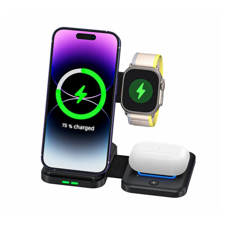UUTEK 2023 New Product Folding 3 in 1 Wireless Charger for iPhone14 Fast Charger Mobile Phone Charging Stand W78