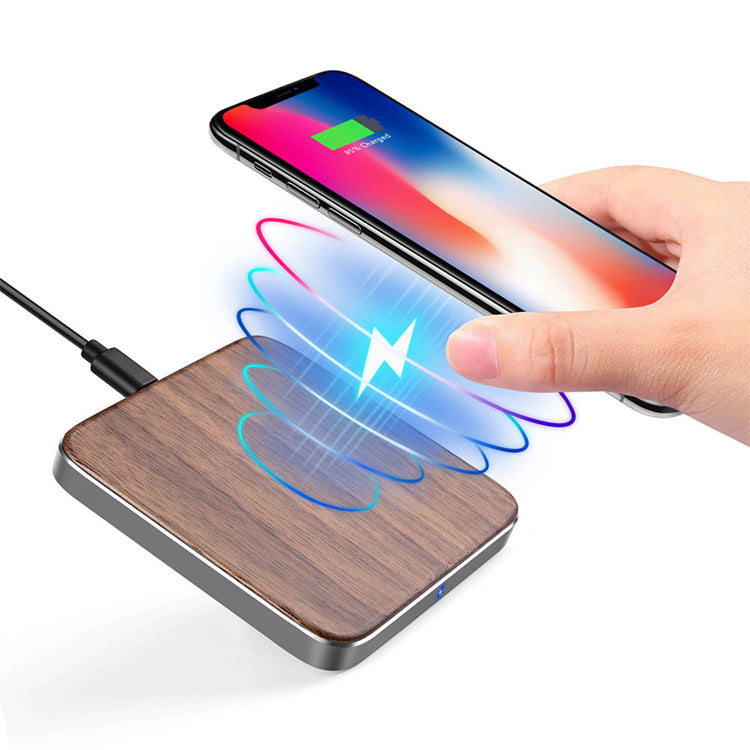 UUTEK GY-93 Wooden Panel 10w Fast Wireless Charger Mobile Phone Universal Portable Charger Alloy Back Cover Wireless Charger