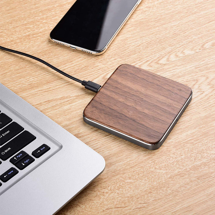 UUTEK GY-93 Wooden Panel 10w Fast Wireless Charger Mobile Phone Universal Portable Charger Alloy Back Cover Wireless Charger