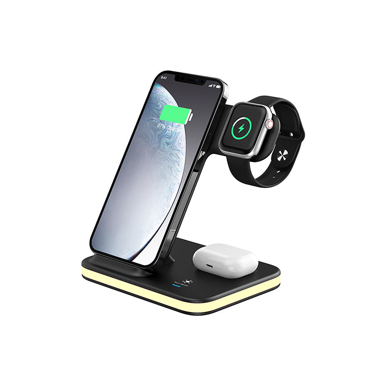 UUTEK E6 4 in1 15W Fast Wireless Charging Station with LED Night Light