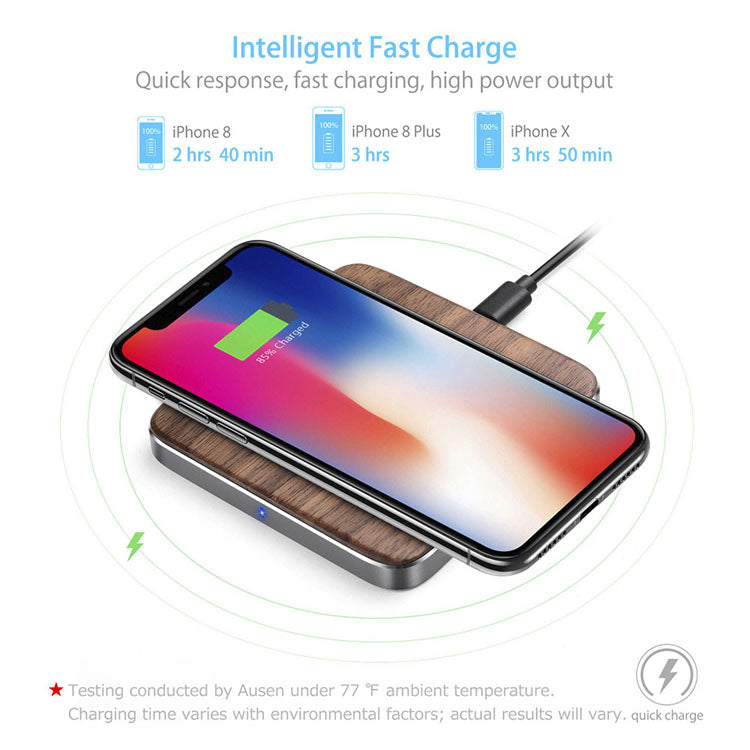 UUTEK GY-93 Wooden Panel 10w Fast Wireless Charger Mobile Phone Universal Portable Charger Alloy Back Cover Wireless Charger