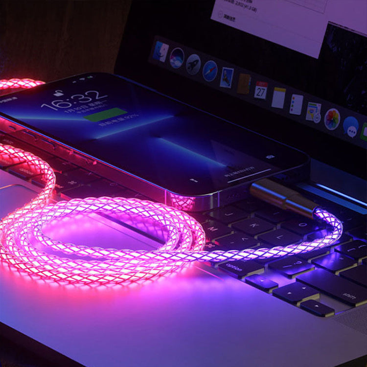 UUTEK JBA03 2022 new product 6A RGB gradient LED usb cable 66W data transmission data cables for phone charger