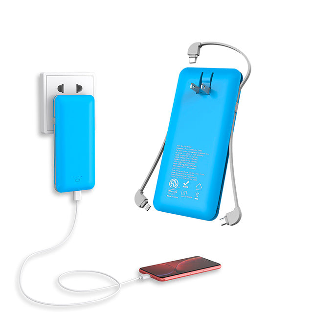 UUTEK RSQ3-A 10000mAh powerbank with AC plug and 3 cables built-in